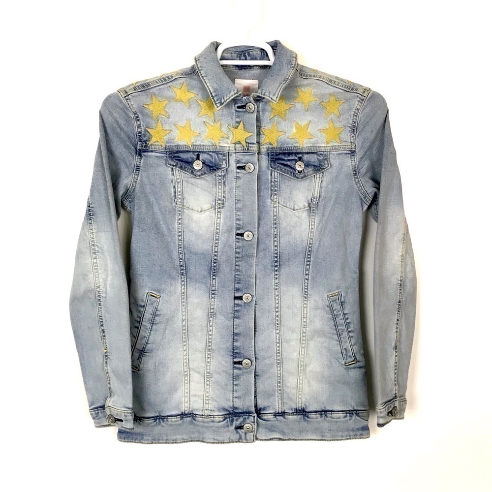 Lularoe Yellow Star Denim Jean Jacket Small
